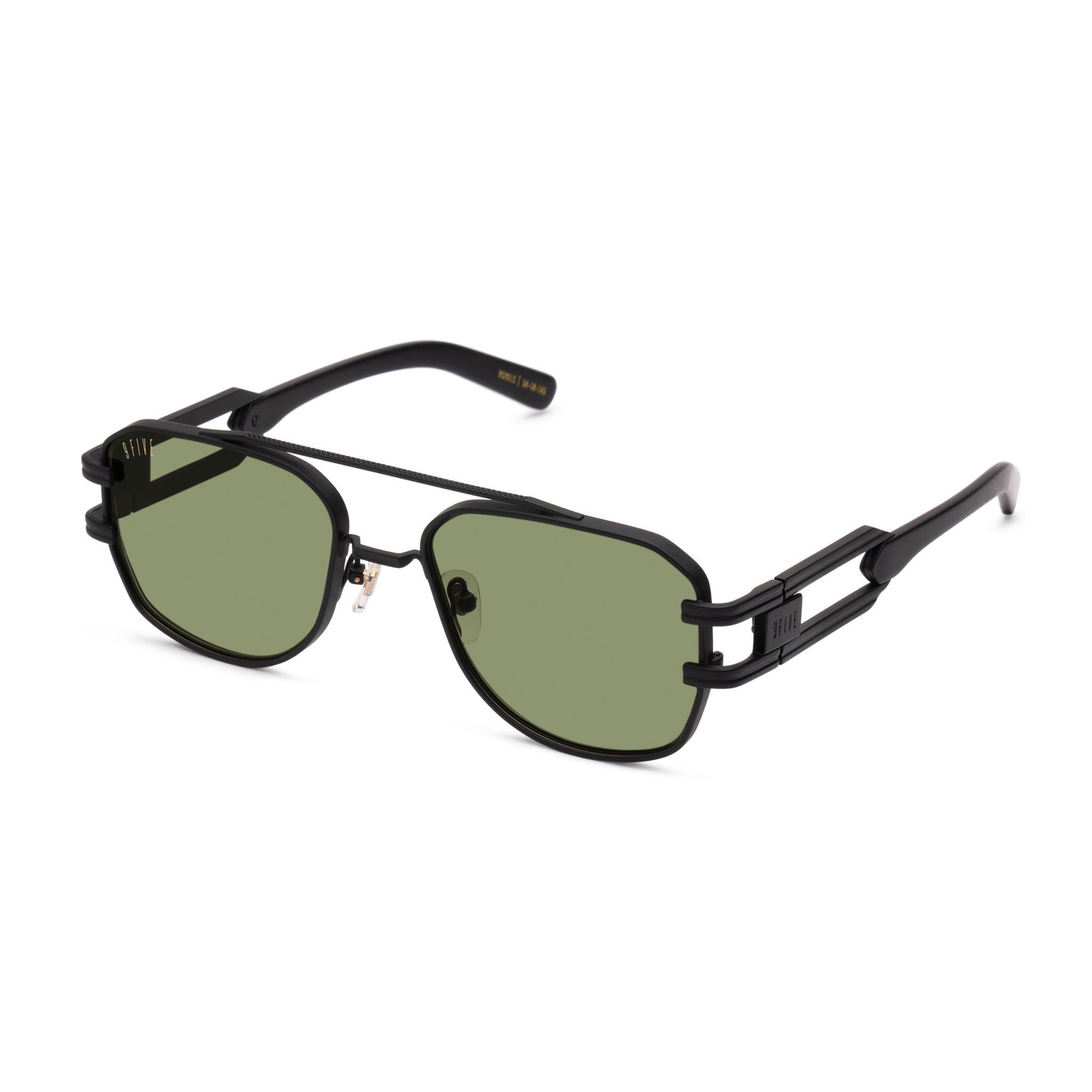 9FIVE Royals Matte Blackout Olive Sunglasses — side [g:olive s:reg o:2]