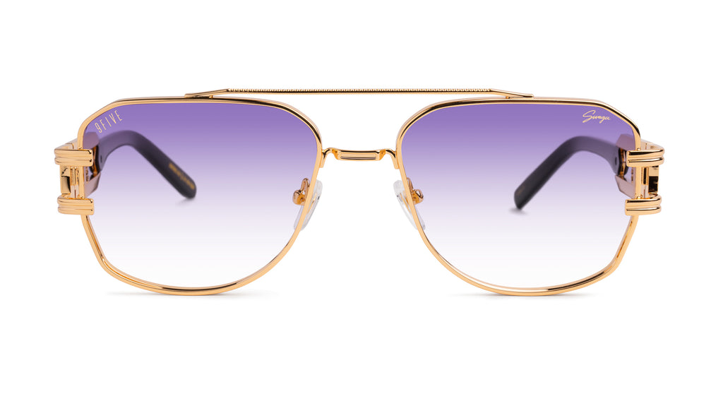 9FIVE x Swagu Royals Black & 24K Gold - Purple Hue Sunglasses