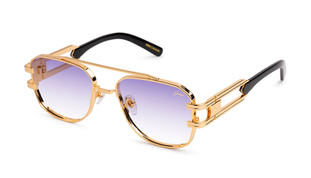 9FIVE x Swagu Royals Black & 24K Gold - Purple Hue Sunglasses