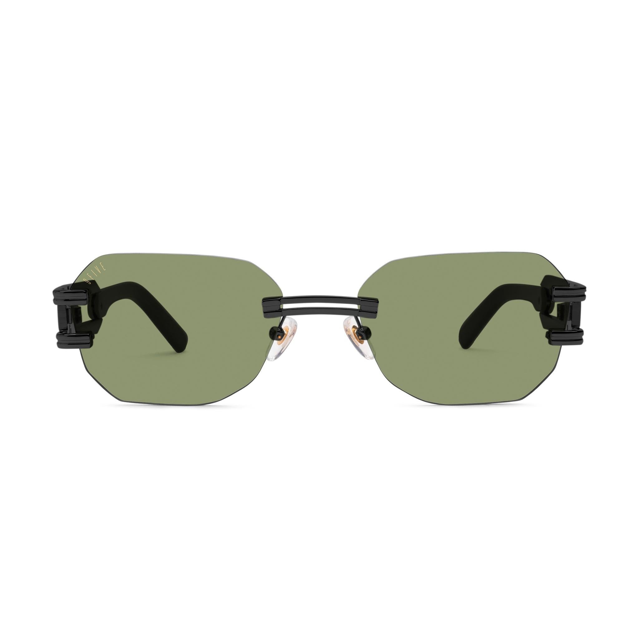 9FIVE Royals Lite Matte Blackout Olive Sunglasses — front [g:olive s:all o:1]