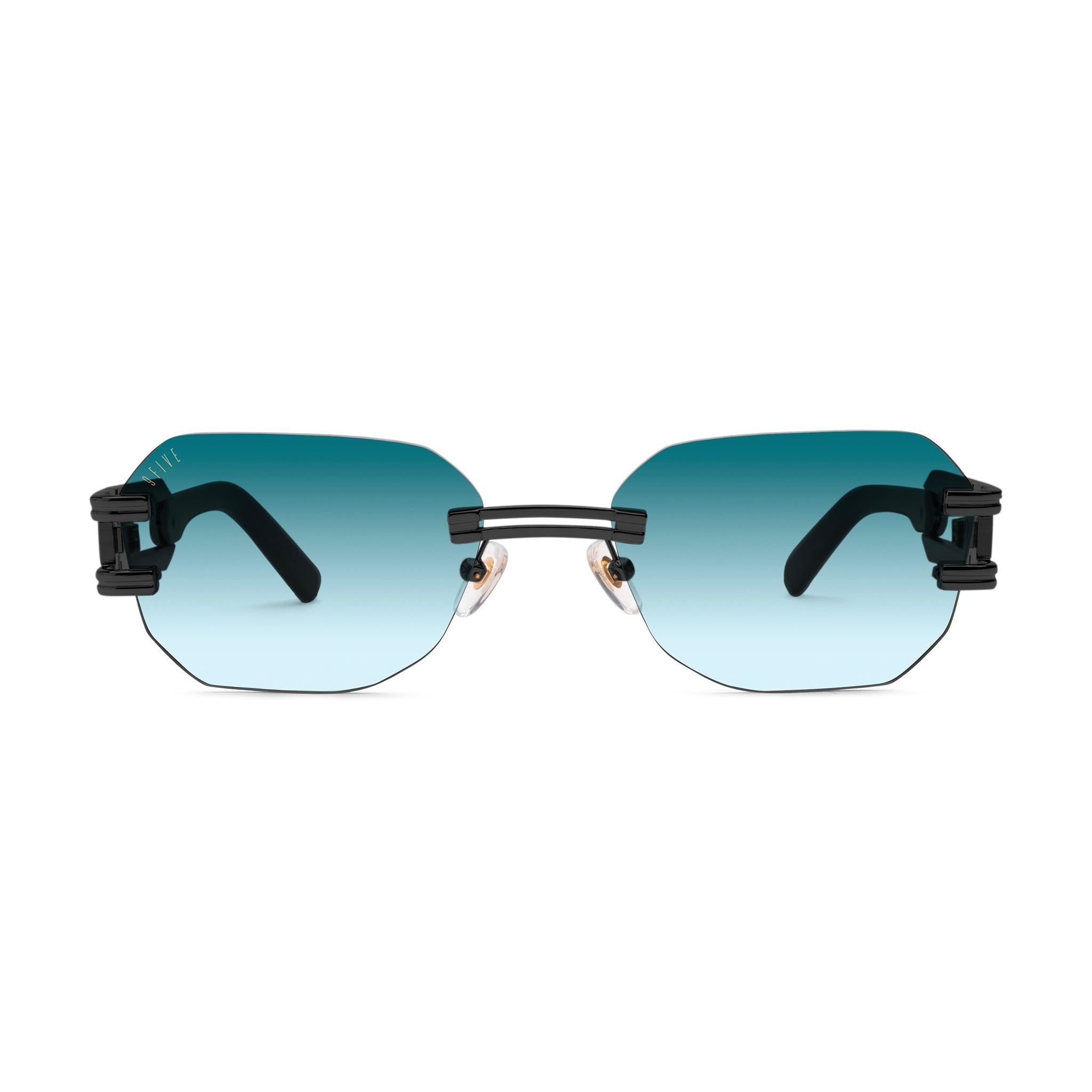 9FIVE Royals Lite Matte Blackout Teal Gradient Sunglasses — front [g:teal-gradient s:all o:1]