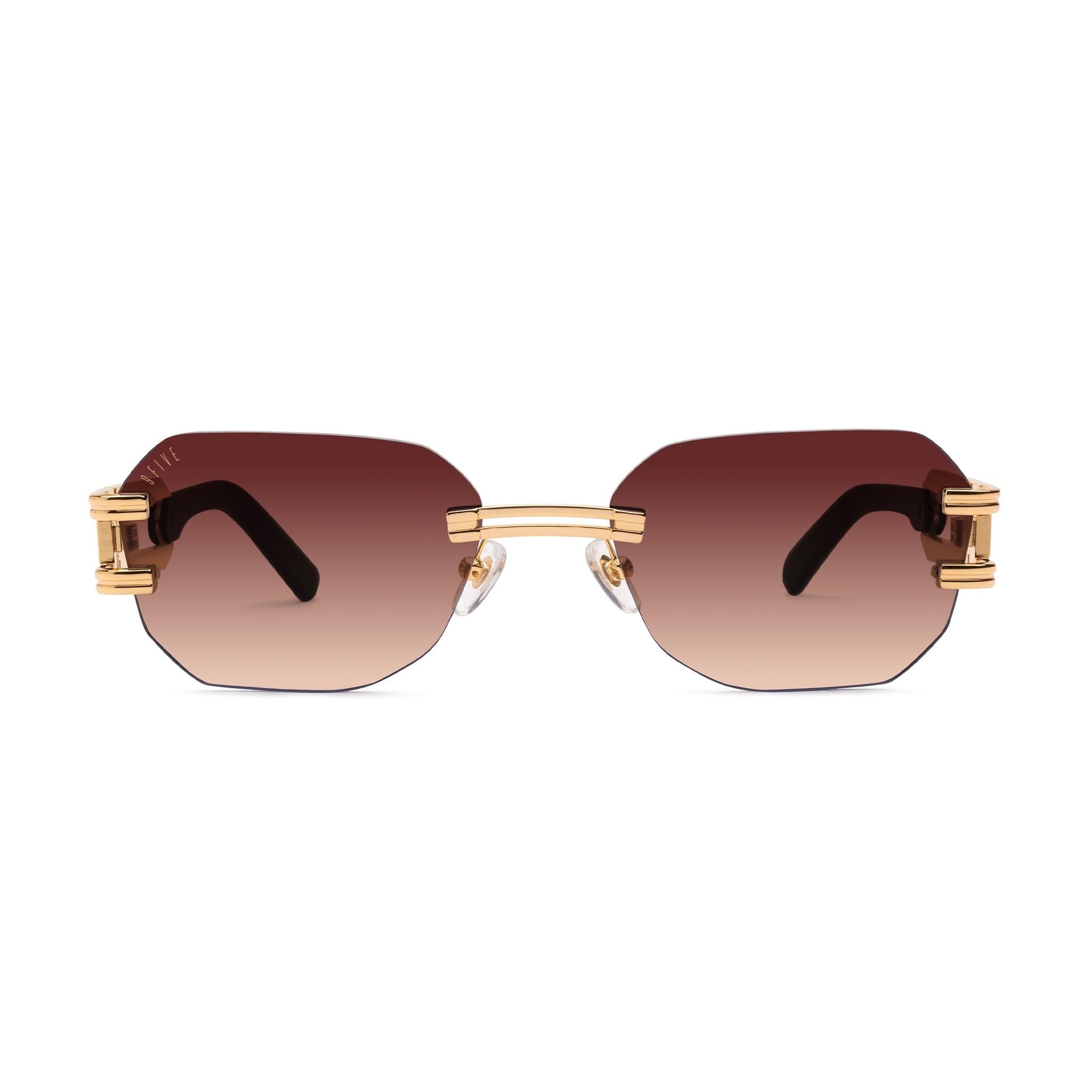 9FIVE Royals Lite Rum Gradient & 24K Gold Sunglasses — front [g:rum-gradient s:all o:1]