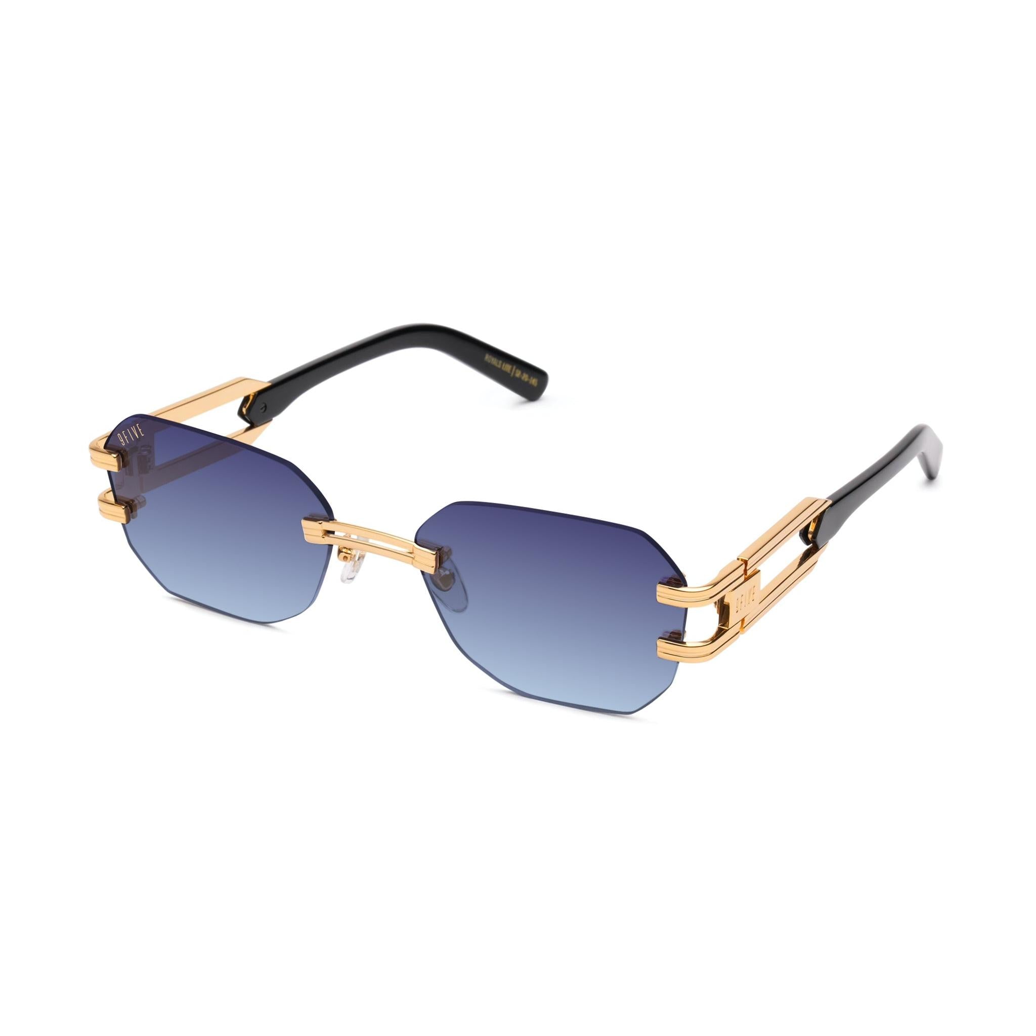 9FIVE Royals Lite Midnight Gradient & 24K Gold Sunglasses — side [g:midnight-gradient s:all o:2]