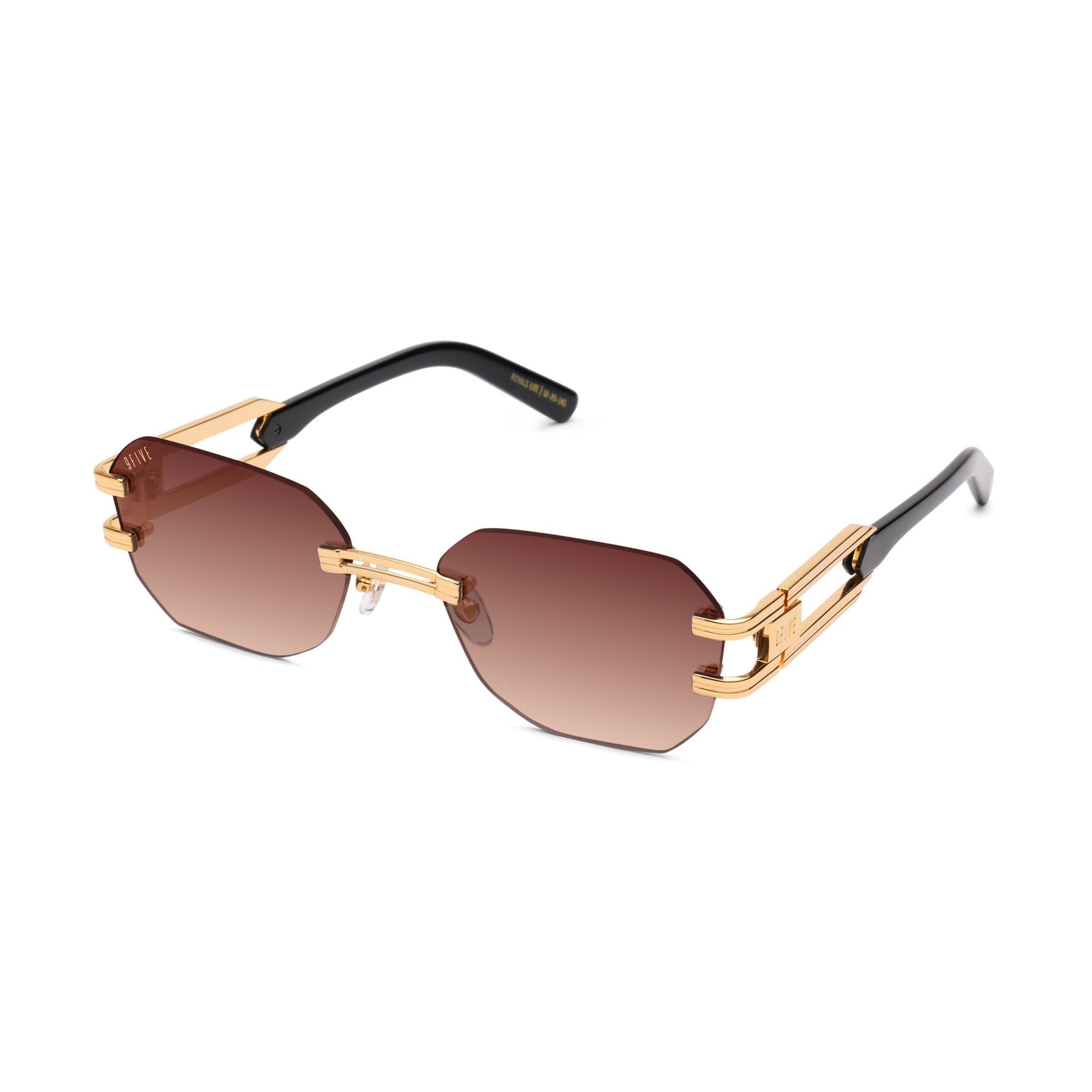 9FIVE Royals Lite Rum Gradient & 24K Gold Sunglasses — side [g:rum-gradient s:all o:2]