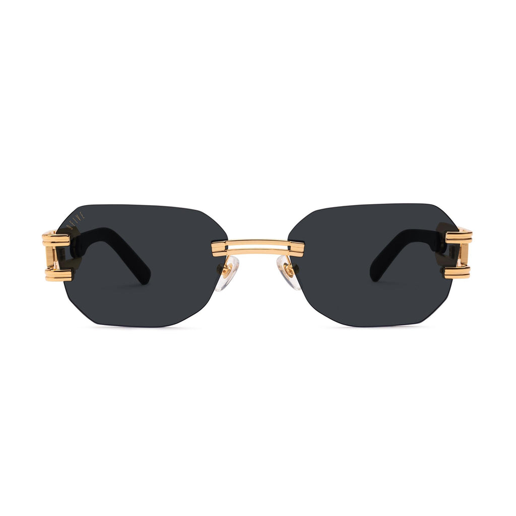 9FIVE Royals Lite Black & 24K Gold Sunglasses — front [g:black s:all o:1]