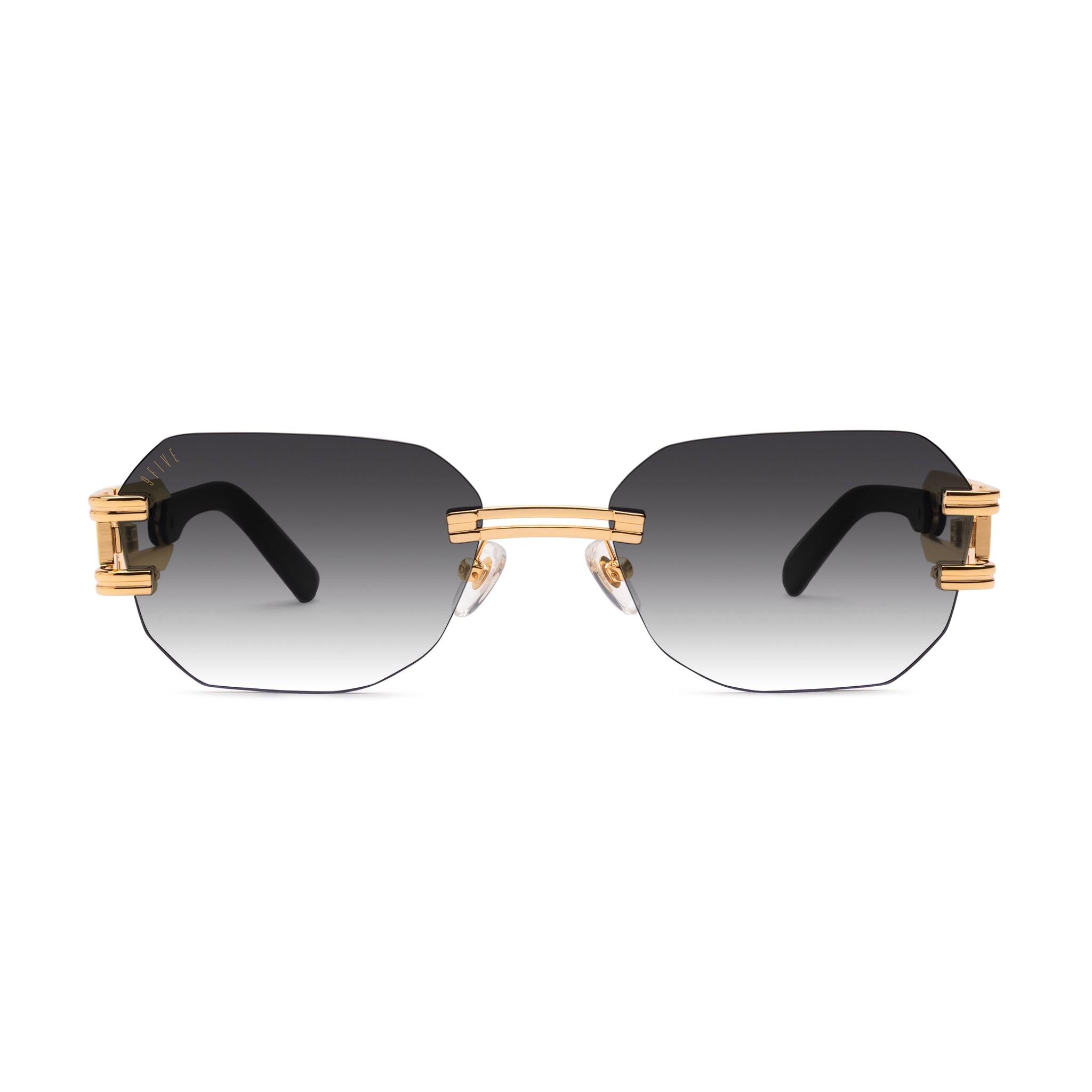 9FIVE Royals Lite Black Gradient & 24K Gold Sunglasses — front [g:black-gradient s:all o:1]