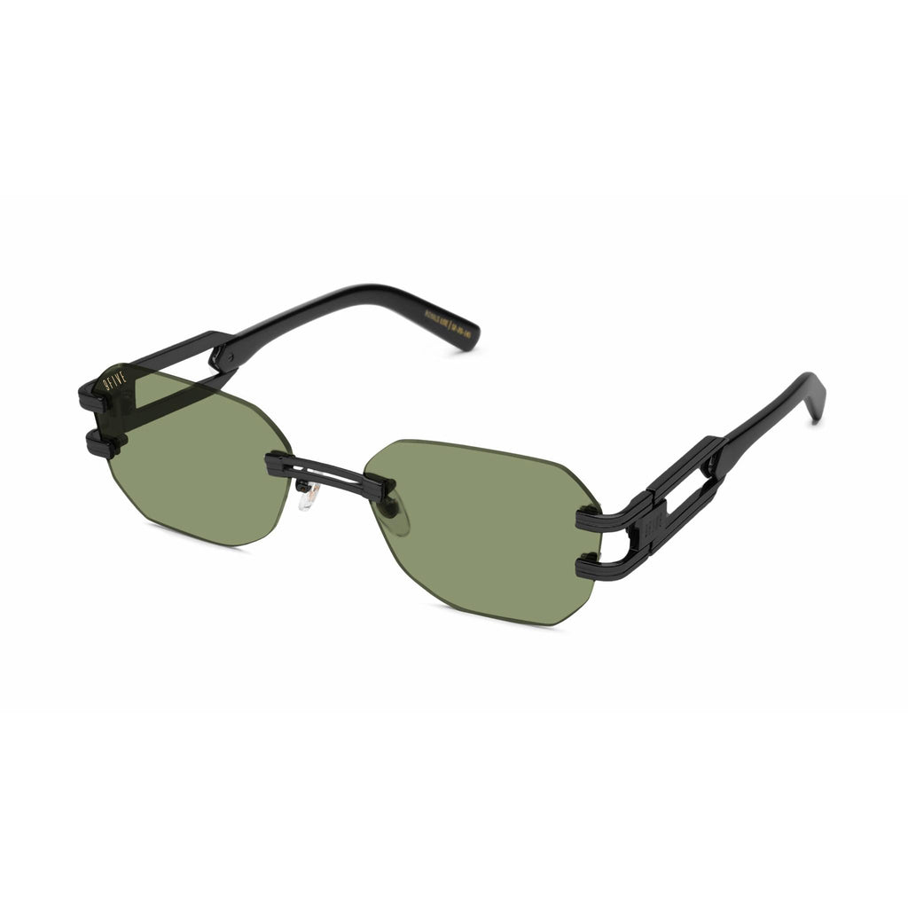 9FIVE Royals Lite Matte Blackout Olive Sunglasses — side [g:olive s:all o:2]