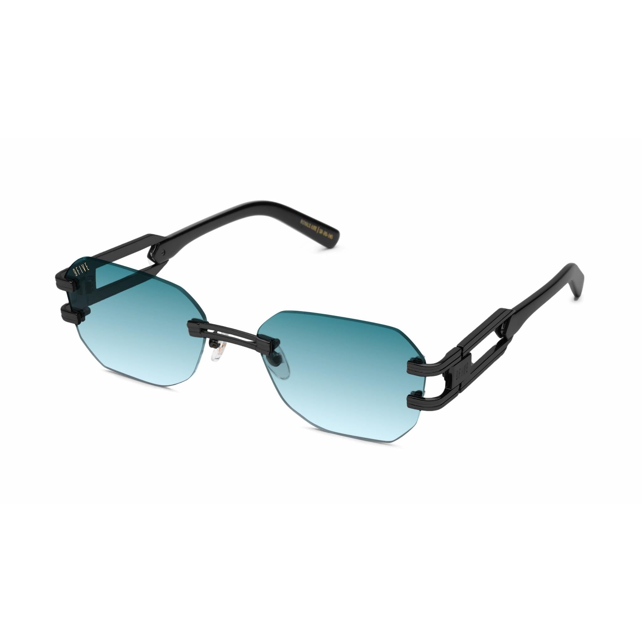 9FIVE Royals Lite Matte Blackout Teal Gradient Sunglasses — side [g:teal-gradient s:all o:2]