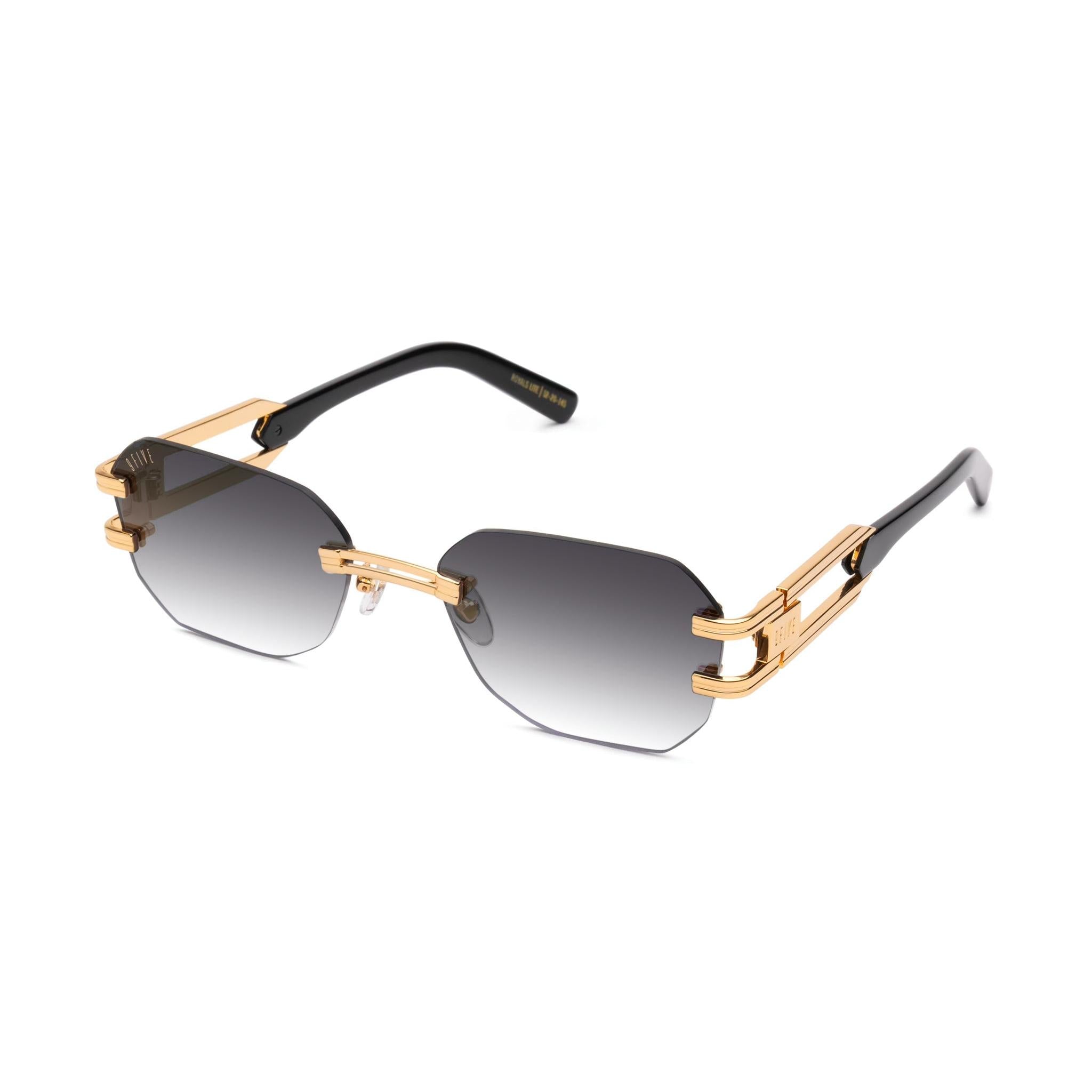 9FIVE Royals Lite Black Gradient & 24K Gold Sunglasses — side [g:black-gradient s:all o:2]