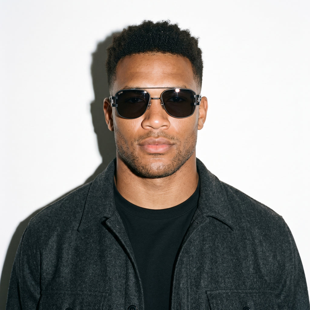 9FIVE Royals XL Matte Blackout Black Sunglasses — model [g:black s:xl o:3]