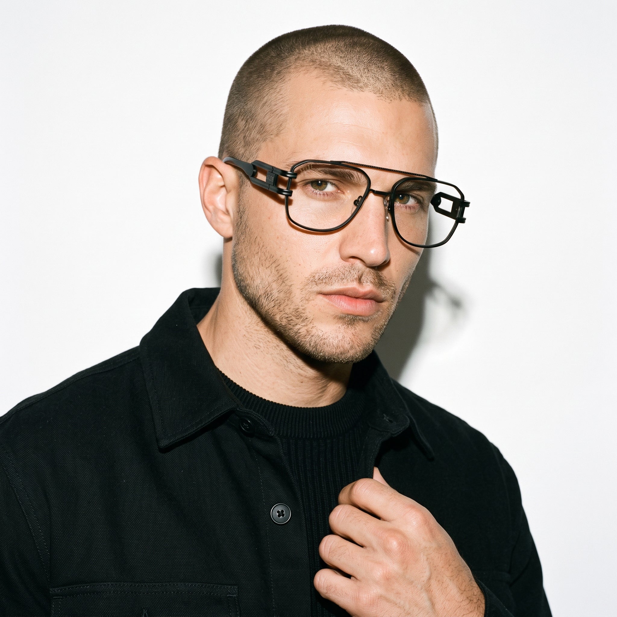 9FIVE Royals Matte Blackout Clear Lens Glasses — side [g:all s:reg o:3]