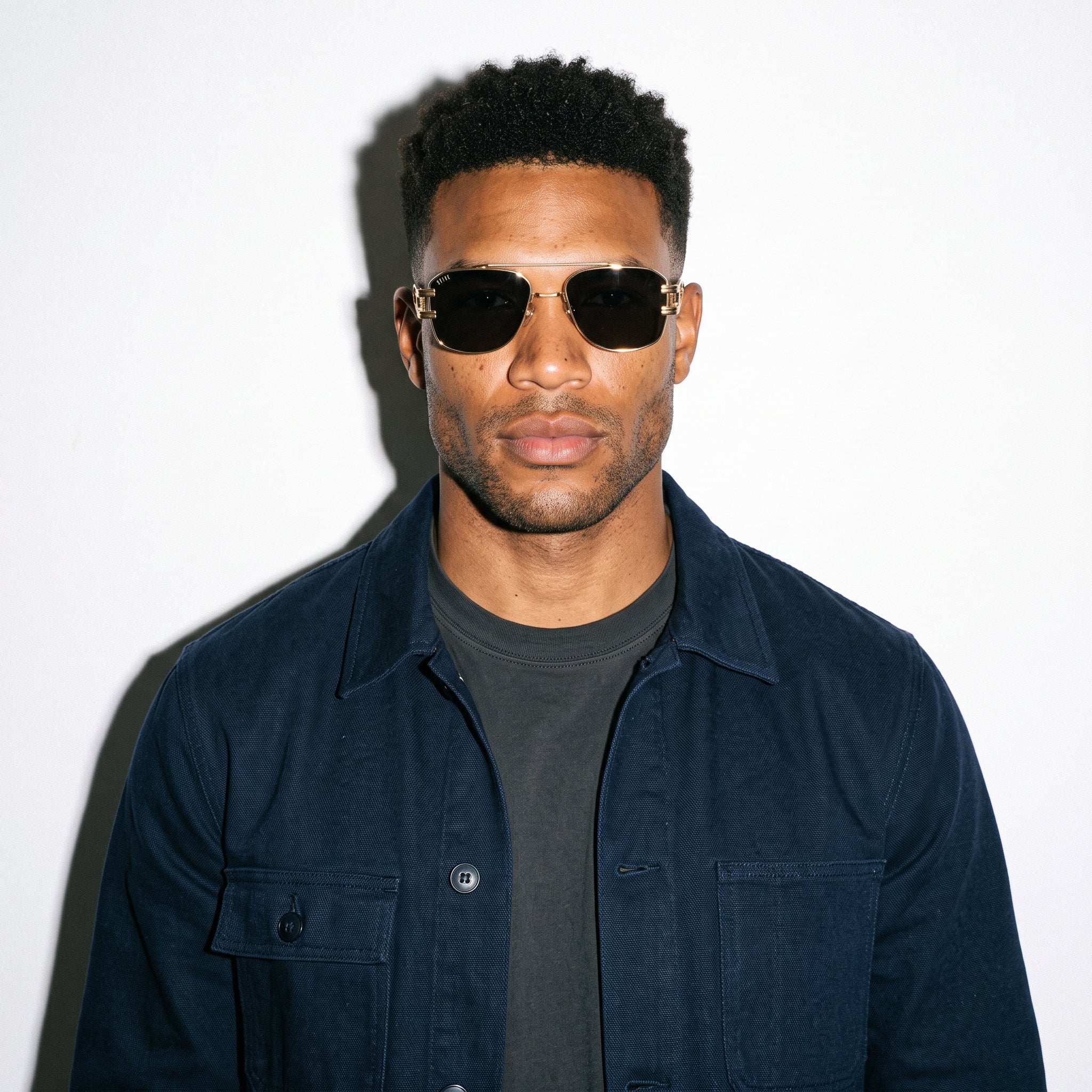 9FIVE Royals Black & 24K Gold Sunglasses — XL fit, front [g:black s:xl o:3]
