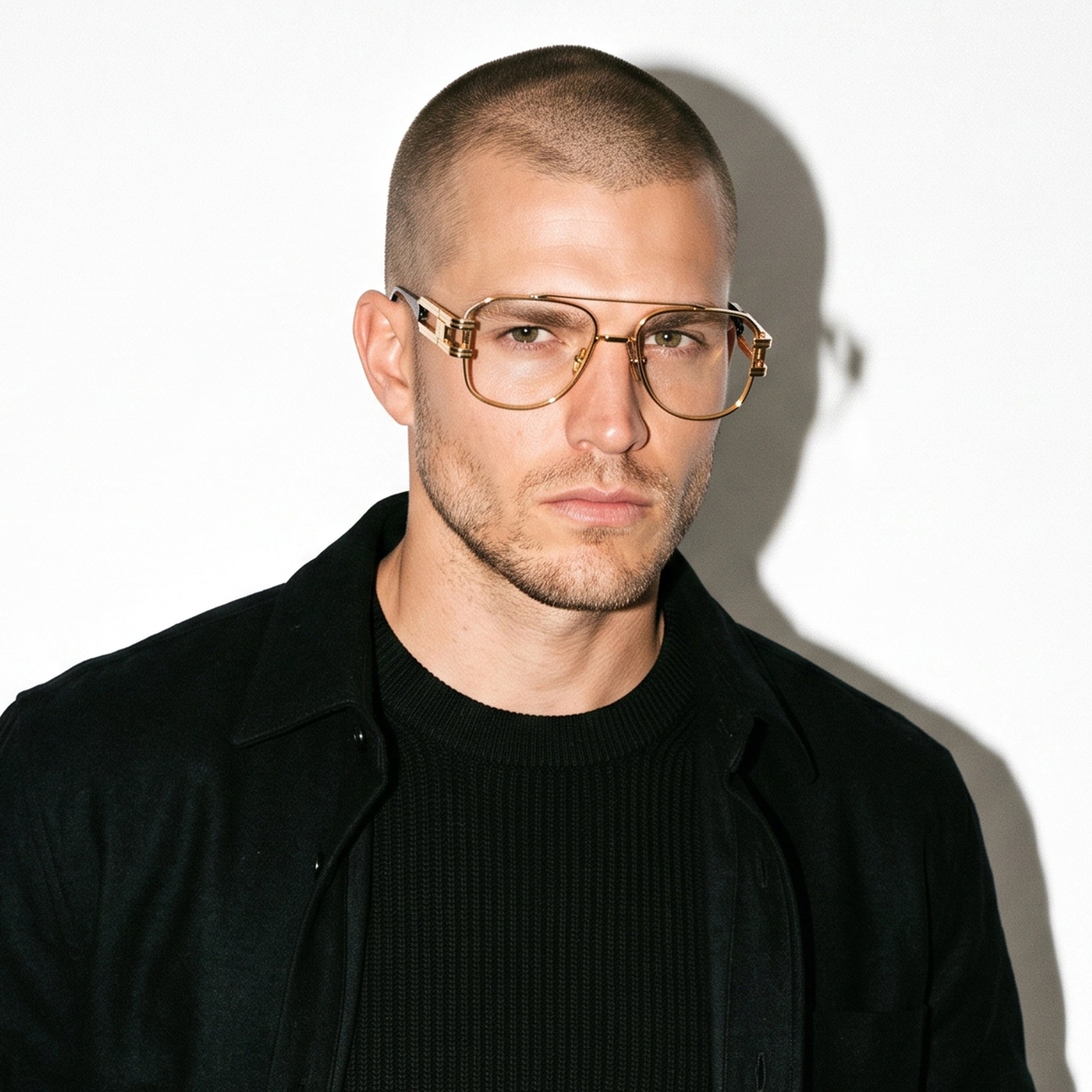 9FIVE Royals Black & 24K Gold Clear Lens Glasses — model [g:all s:reg o:3]