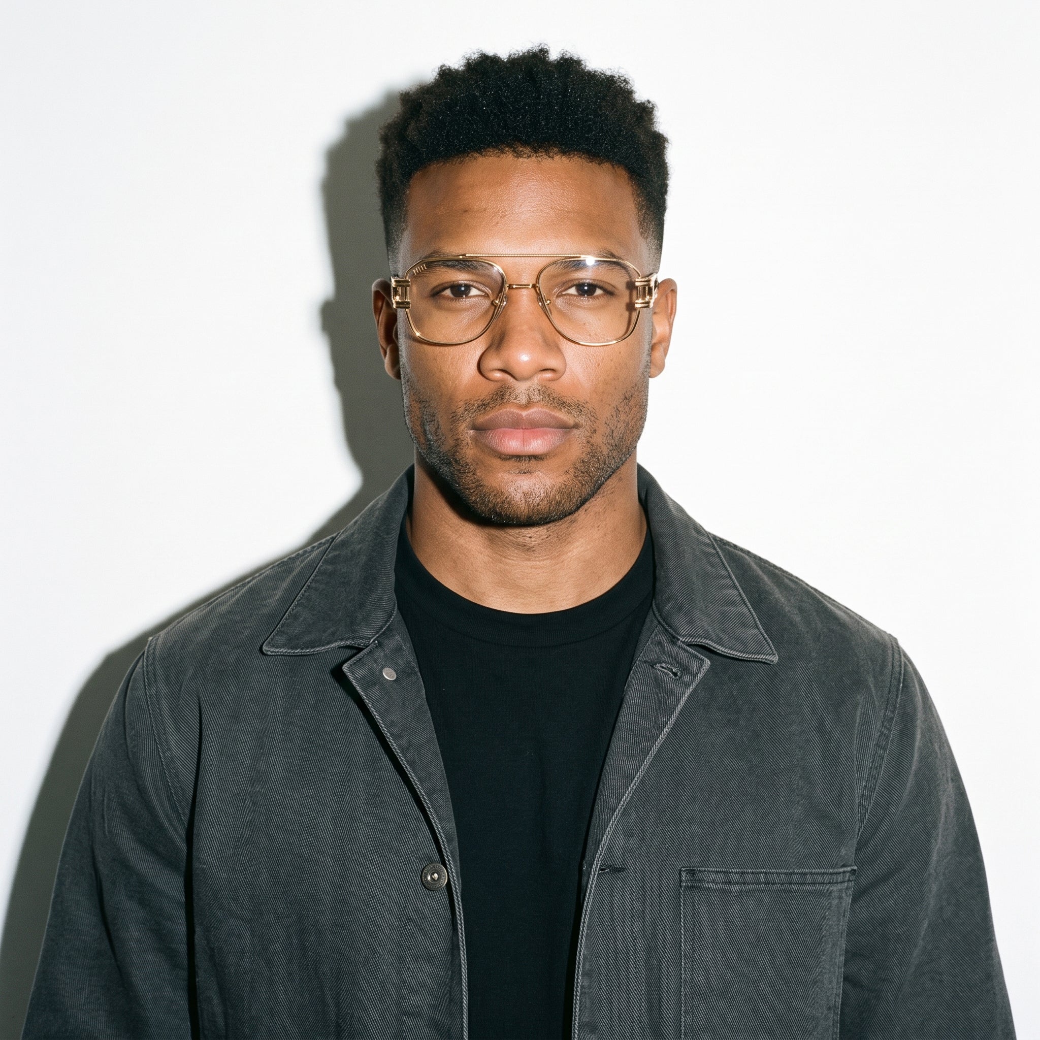 9FIVE Royals Black & 24K Gold Clear Lens Glasses — XL side [g:all s:xl o:3]
