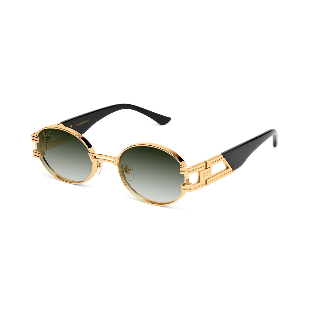 9FIVE St. James Green Gradient & 24K Gold Sunglasses — side [g:green-gradient s:all o:2]