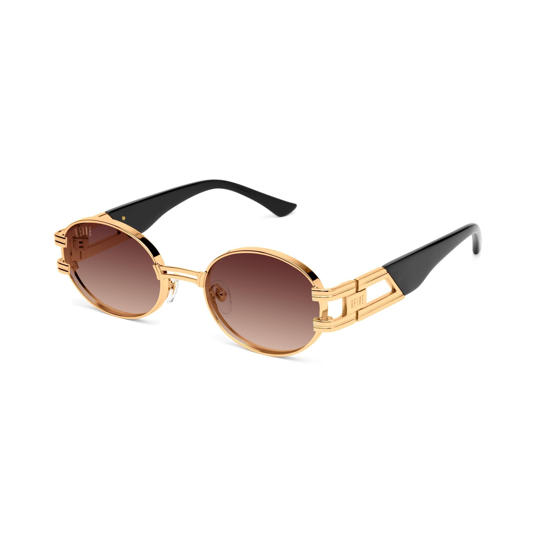9FIVE St. James Rum Gradient & 24K Gold Sunglasses — side [g:rum-gradient s:all o:2]