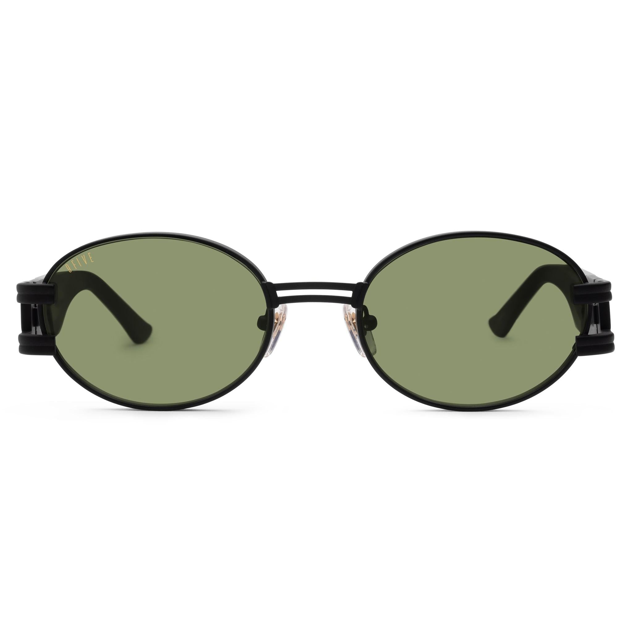 9FIVE St. James Matte Blackout XL Olive Sunglasses — front [g:olive s:xl o:1]
