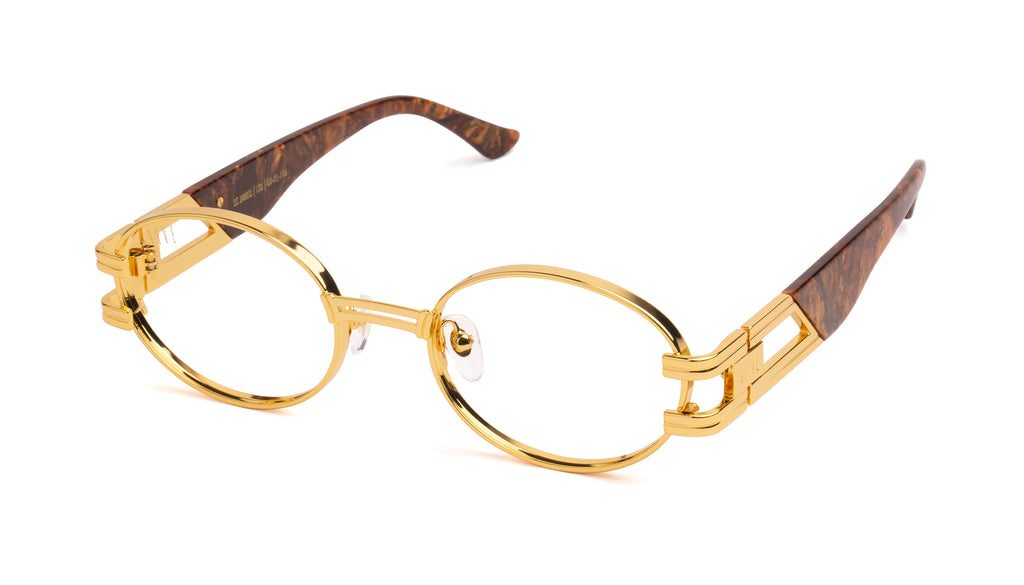 9FIVE St. James Gold Marble & 24K Gold Clear Lens Glasses Rx