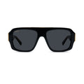 9five Tips LX sunglasses that are black and oversized with gold metal arms and embellishments  [g:black s:all o:1]