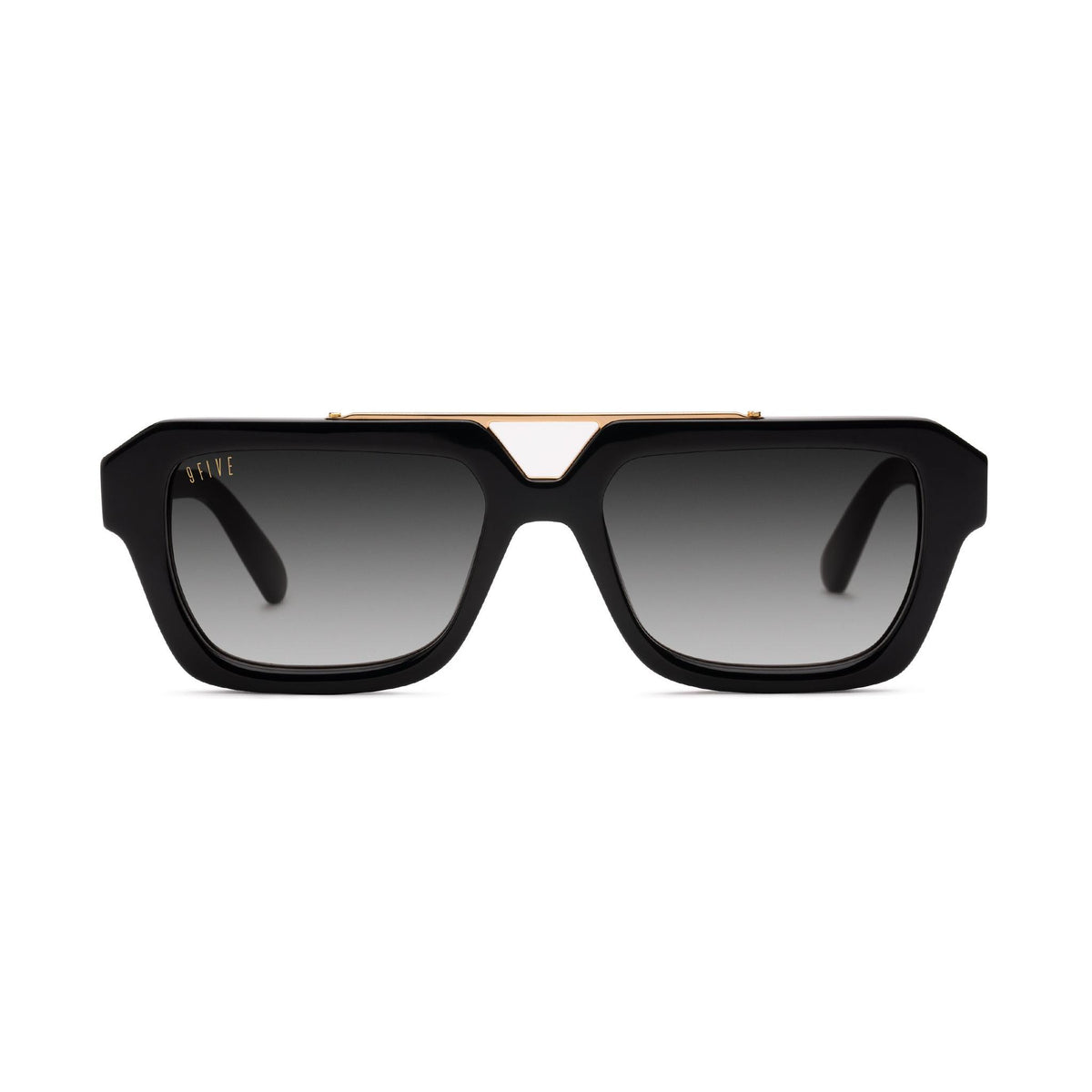 Eyepetizer Long Island C.A-25F lightweight black & gold sunglasses gradient lens Lyon Sunglasses - Black Shiny - Orange Gradient Lens | Infinit main image 4
