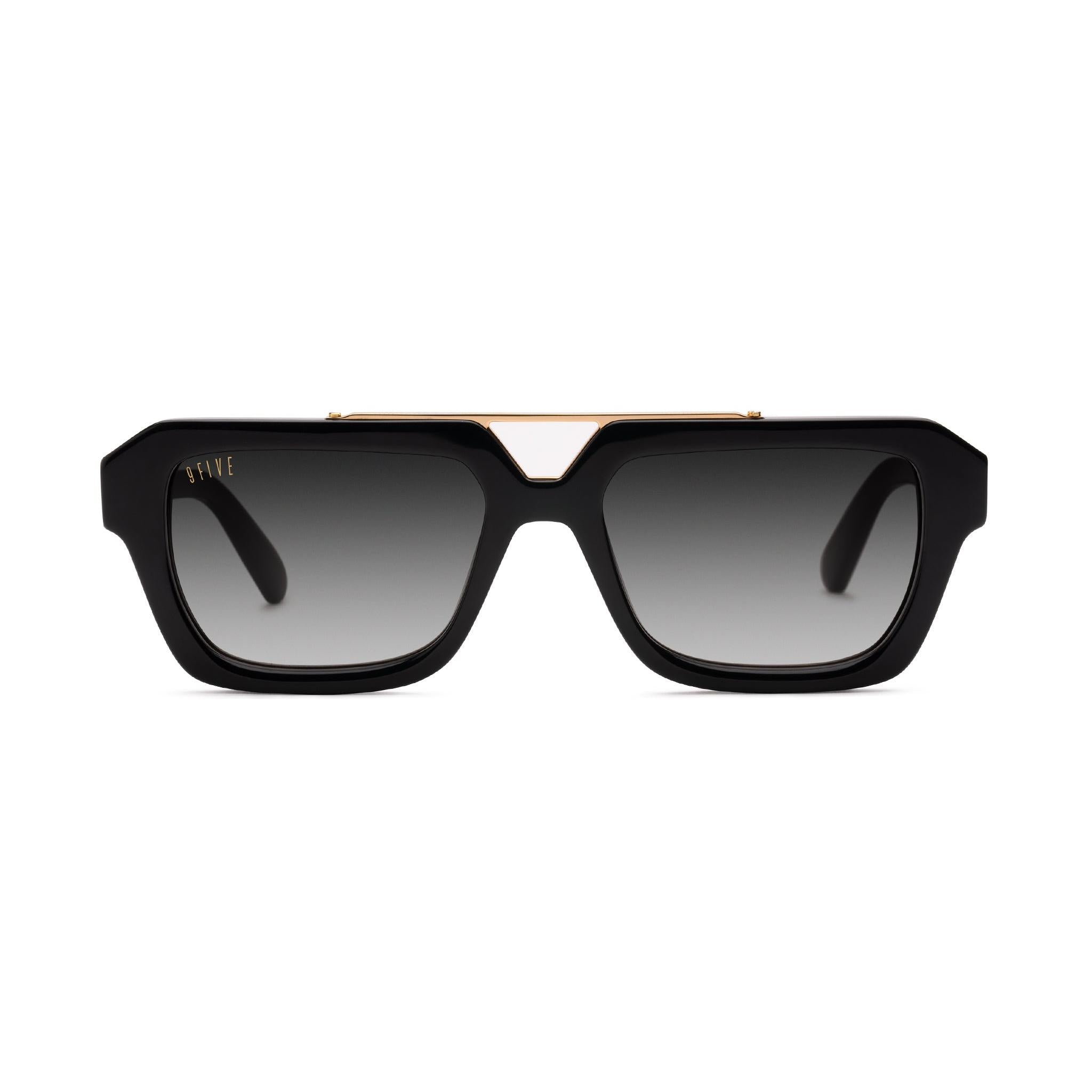 9FIVE Valley Black Gradient & 24K Gold Sunglasses — front [g:black-gradient s:all o:1]