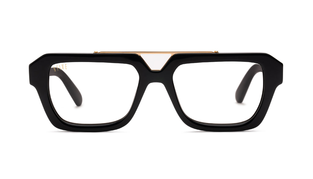 9FIVE Valley Black & 24K Gold Clear Lens Glasses