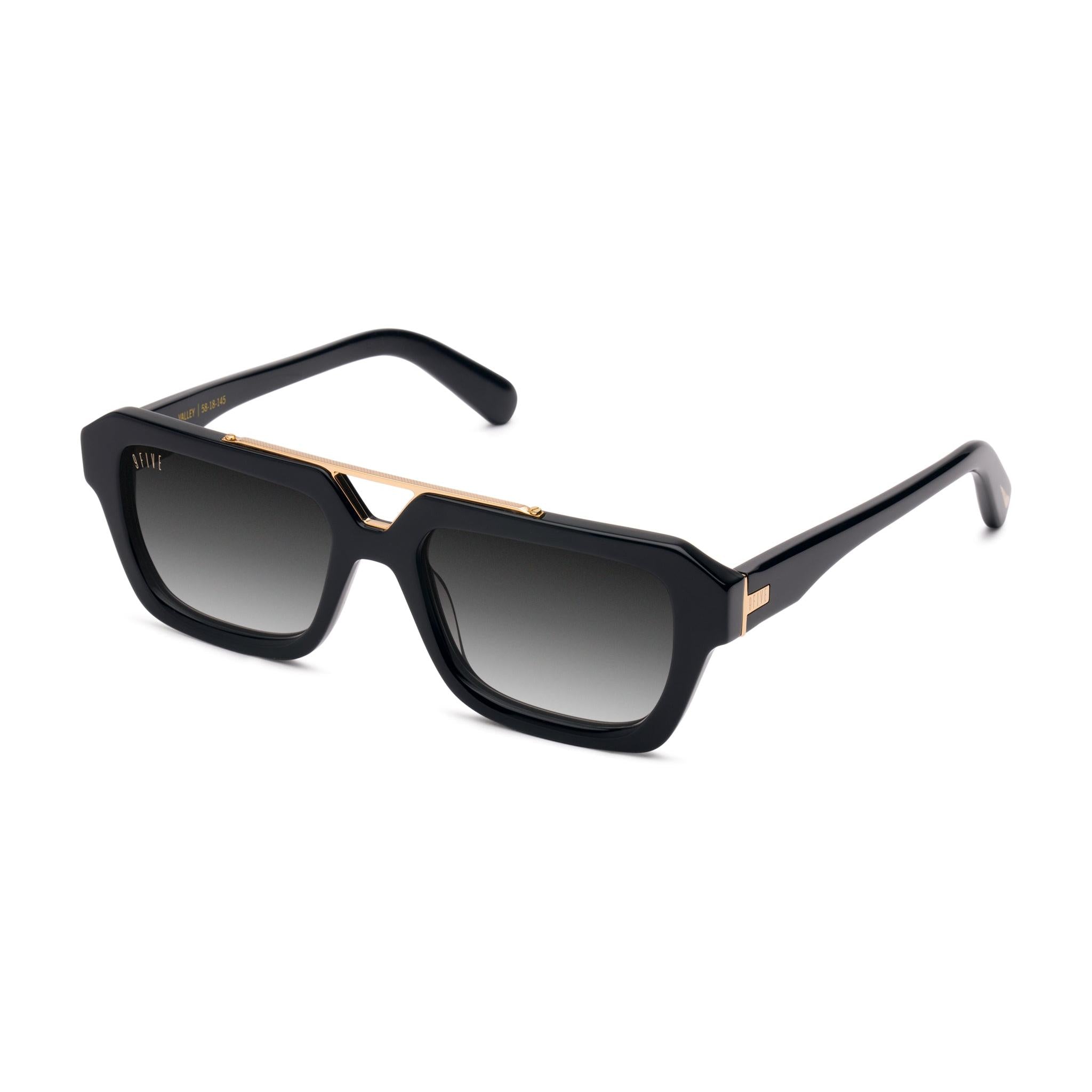 9FIVE Valley Black Gradient & 24K Gold Sunglasses — side [g:black-gradient s:all o:2]