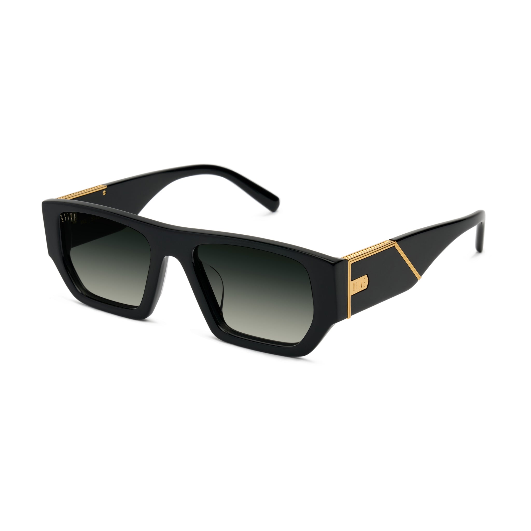 9FIVE Vice Green Gradient & 24K Gold Sunglasses — side [g:green-gradient s:all o:2]