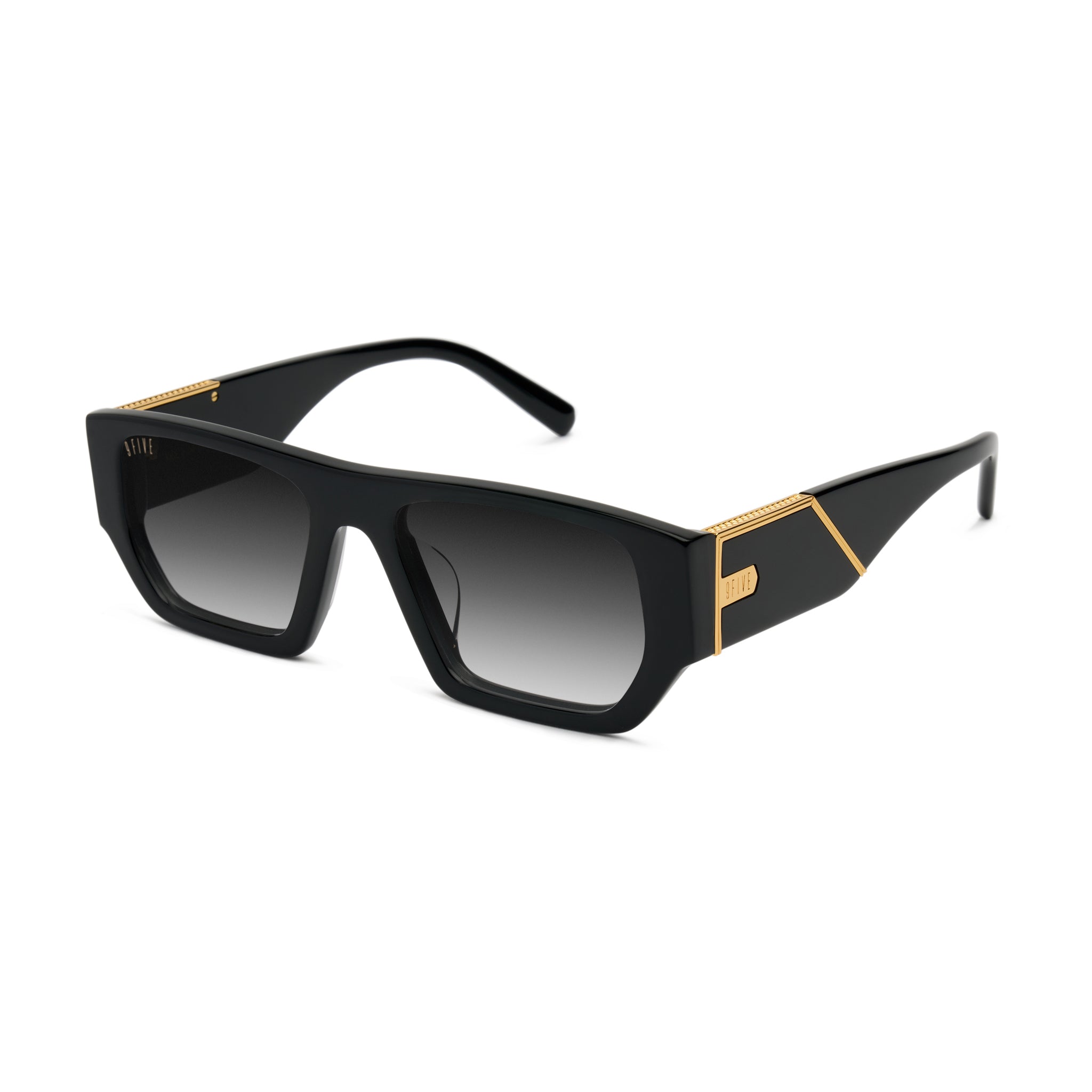 9FIVE Vice Black Gradient & 24K Gold Sunglasses — side [g:black-gradient s:all o:2]