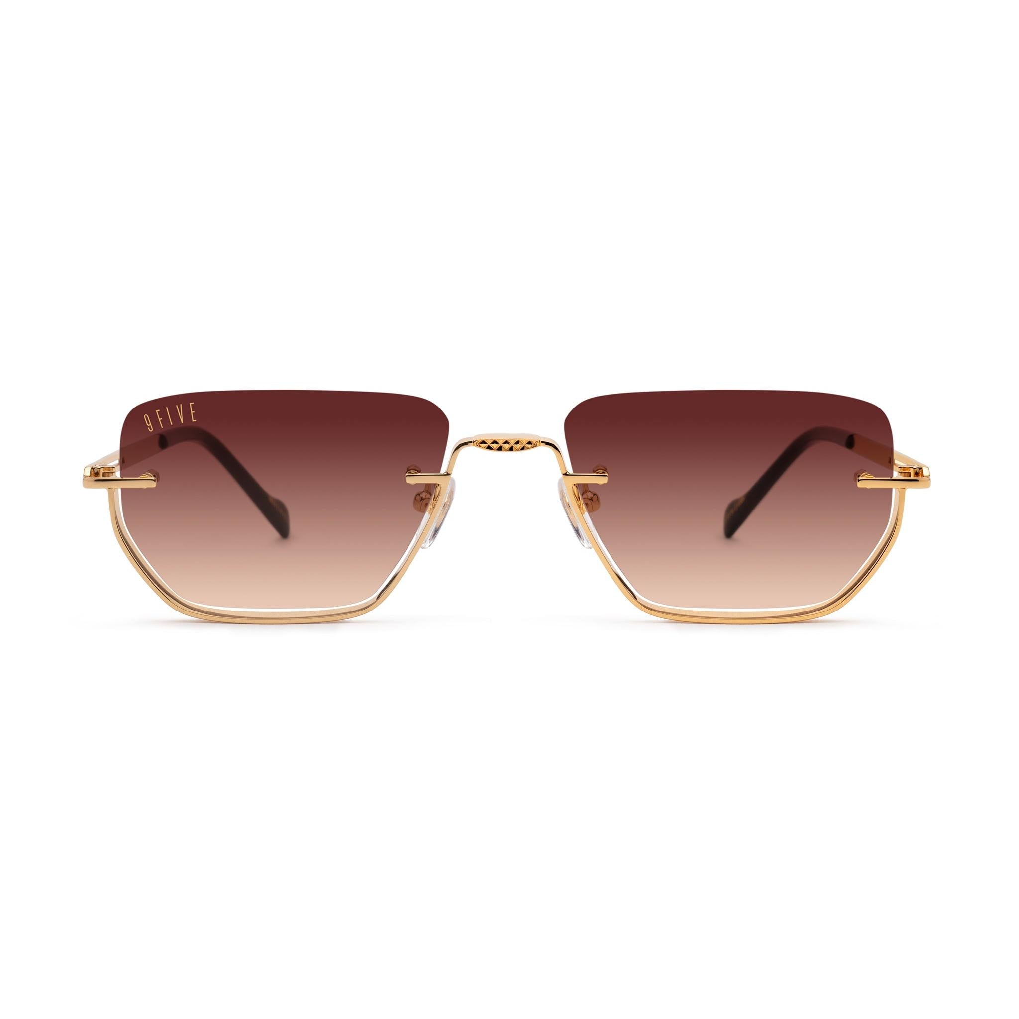 9FIVE Villa Rum Gradient & 24K Gold Sunglasses — front [g:rum-gradient s:all o:1]