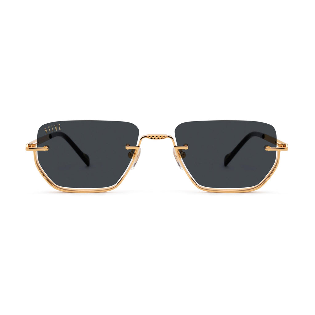 9FIVE Villa Black & 24K Gold Sunglasses — front [g:black s:all o:1]
