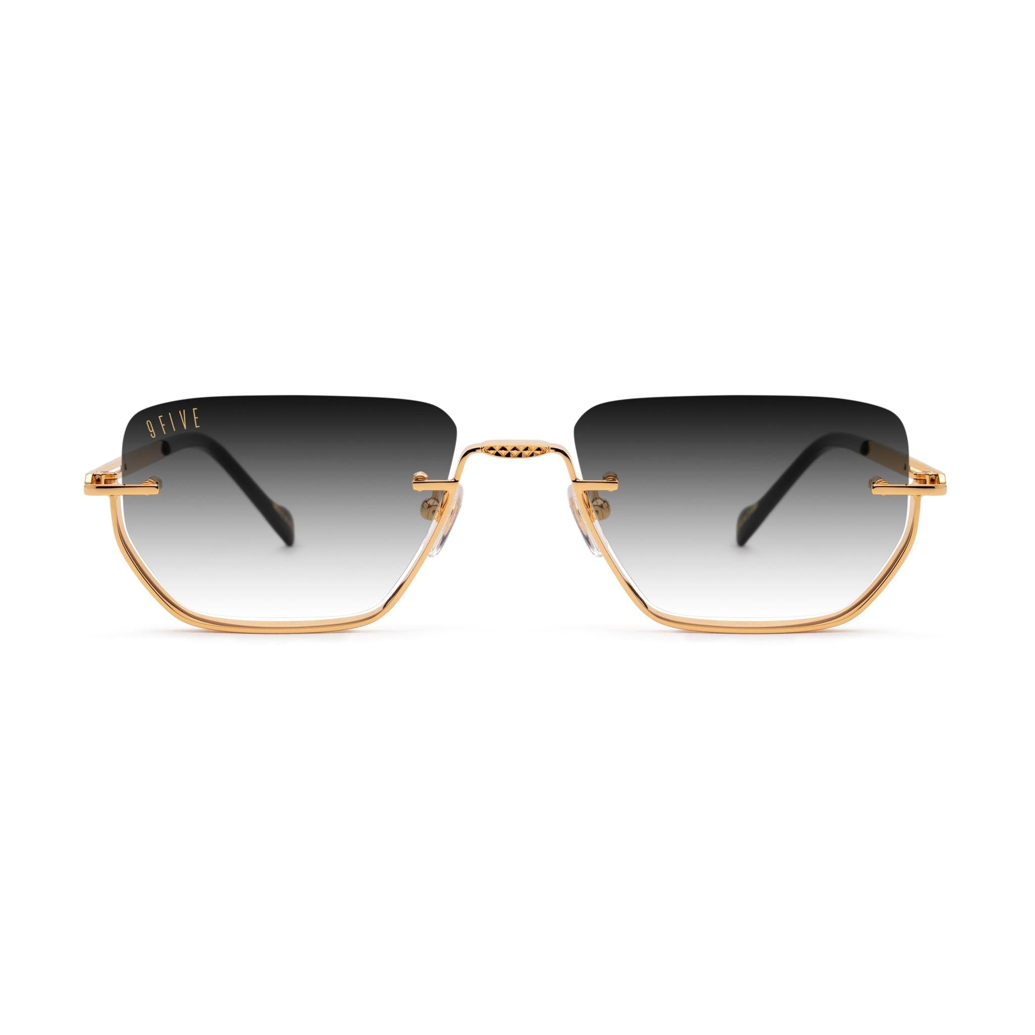 9FIVE Villa Black Gradient & 24K Gold Sunglasses — front [g:black-gradient s:all o:1]