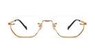Gold-framed eyeglasses on a white background