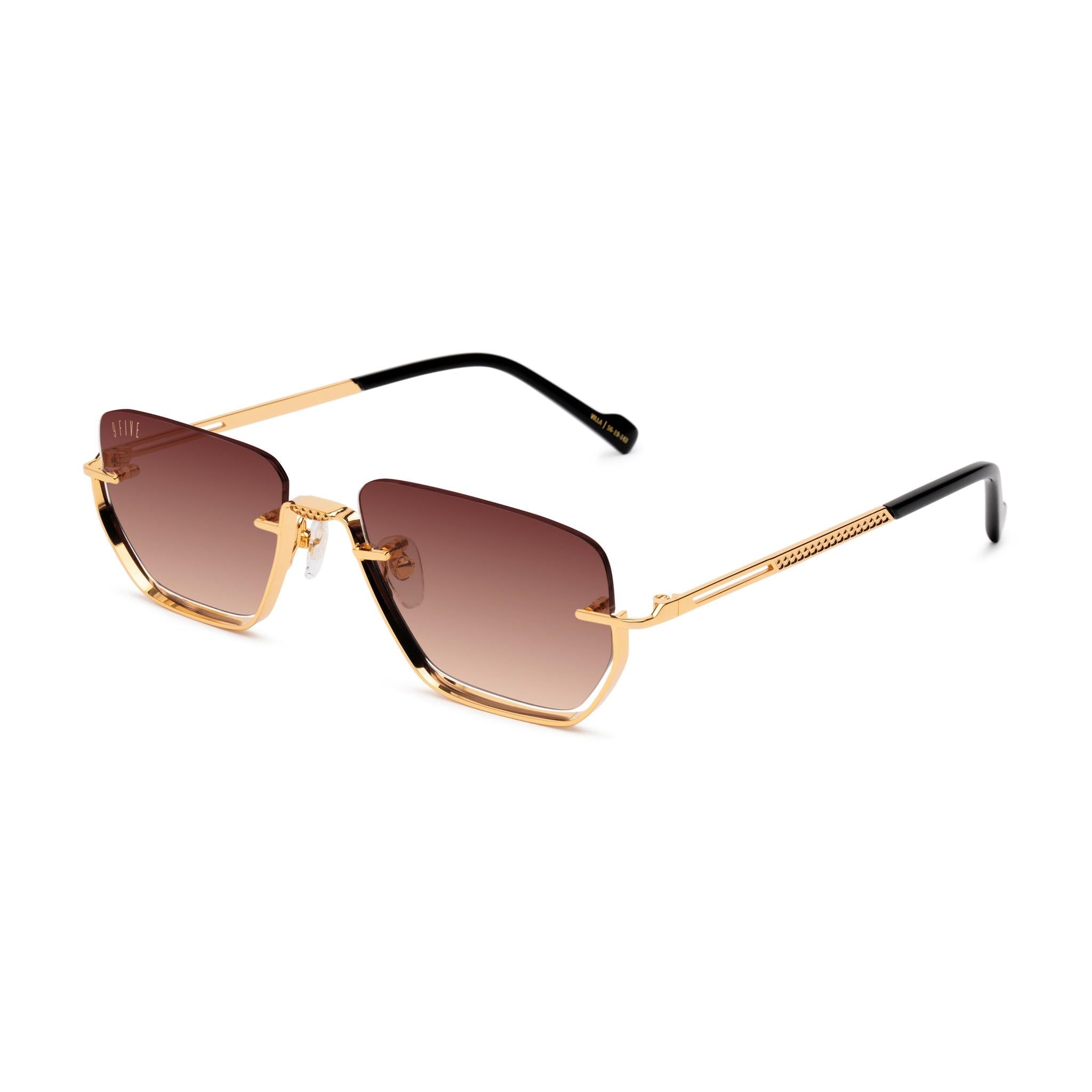 9FIVE Villa Rum Gradient & 24K Gold Sunglasses — side [g:rum-gradient s:all o:2]