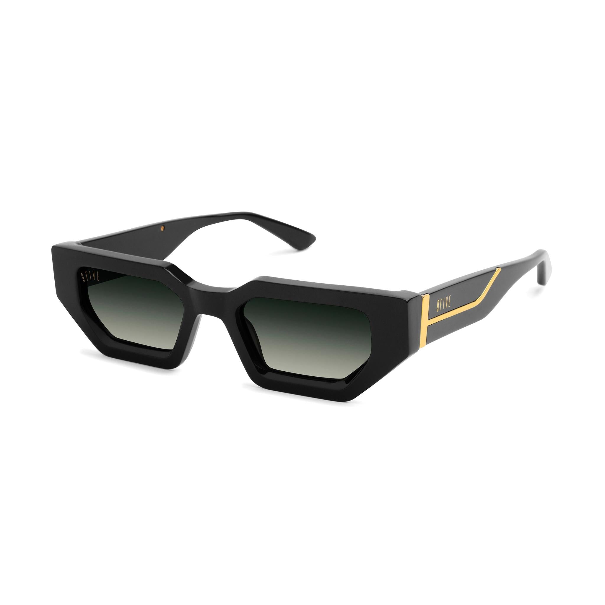 9FIVE Vincent Green Gradient & 24K Gold Sunglasses — side [g:green-gradient s:all o:2]