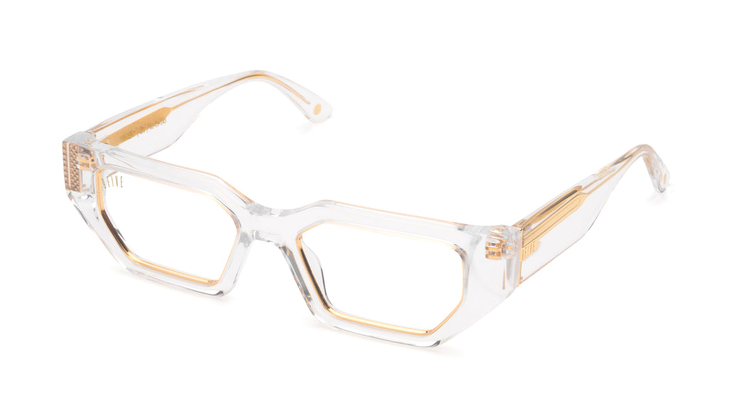 9FIVE Vincent Crystal & 24K Gold - Clear Lens Glasses