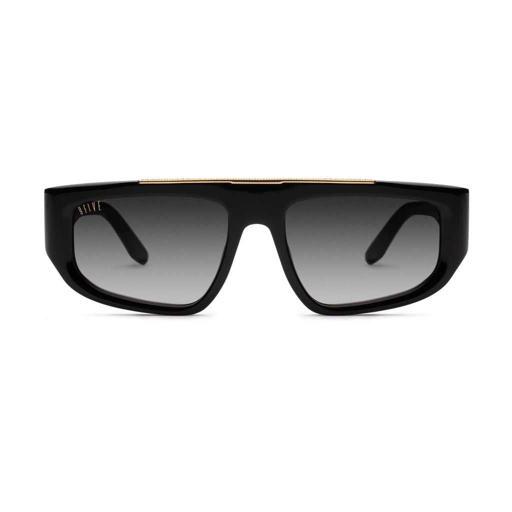 9FIVE X01 Black Gradient & 24K Gold Sunglasses — front [g:black-gradient s:all o:1]