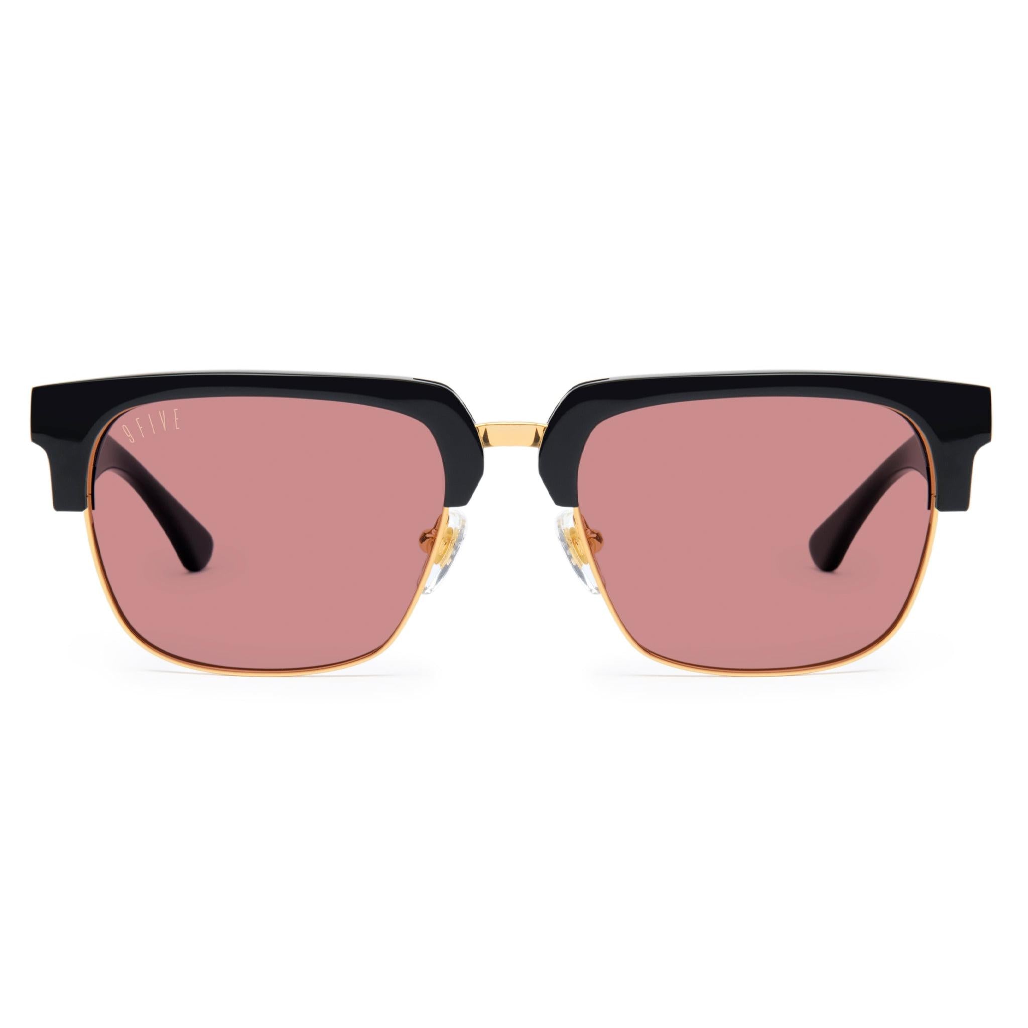 9FIVE Belmont Pink & 24K Gold Sunglasses — XL fit, front [g:pink s:xl o:1]