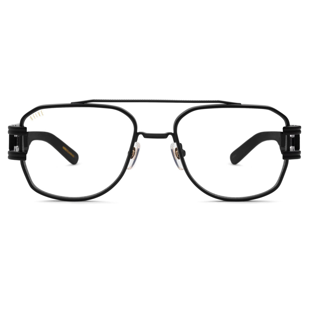 9FIVE Royals Matte Blackout Clear Lens Glasses — XL front [g:all s:xl o:1]