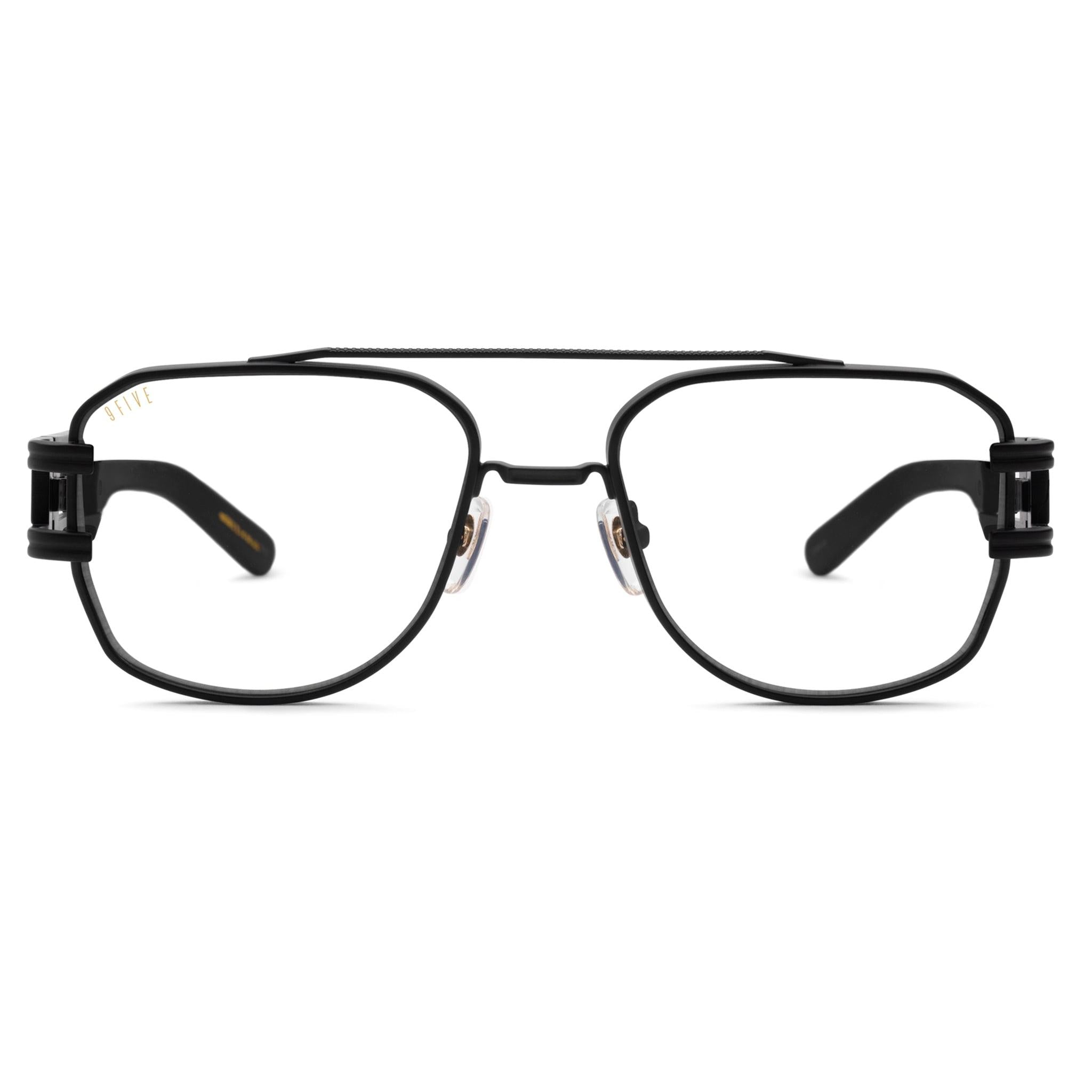 9FIVE Royals Matte Blackout Clear Lens Glasses — XL front [g:all s:xl o:1]