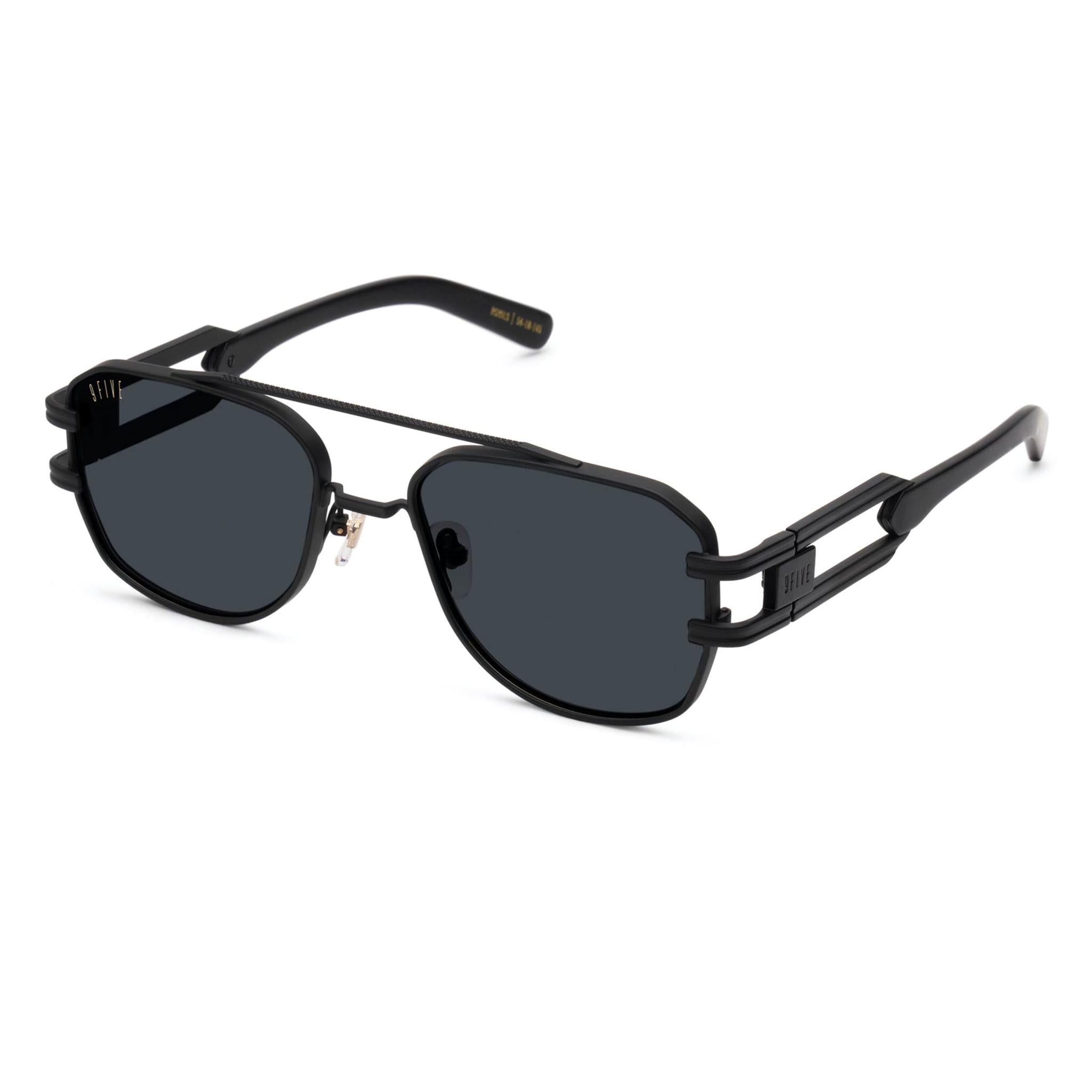 9FIVE Royals XL Matte Blackout Black Sunglasses — side [g:black s:xl o:2]