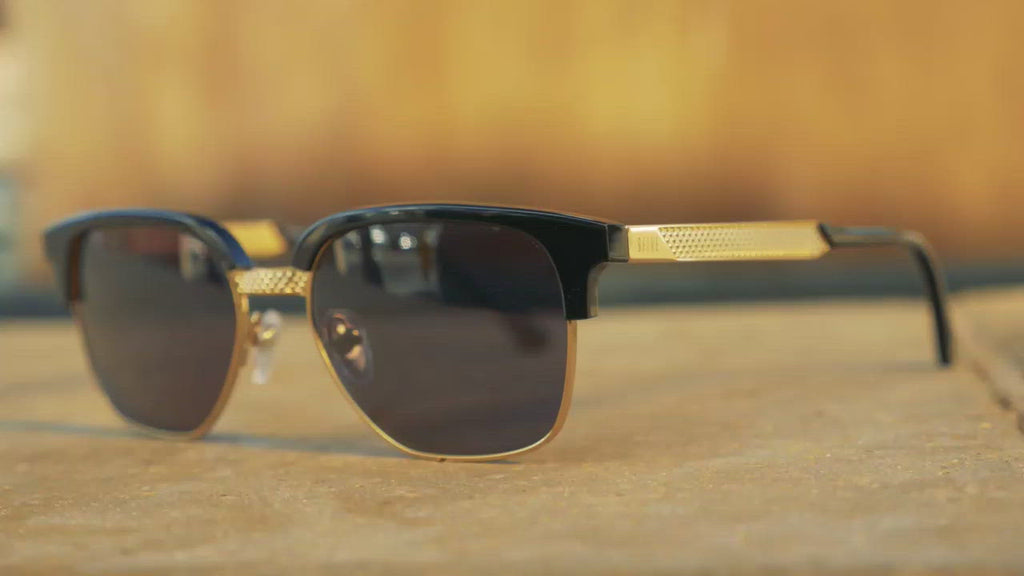 9FIVE Estate Black & 24K Gold Sunglasses