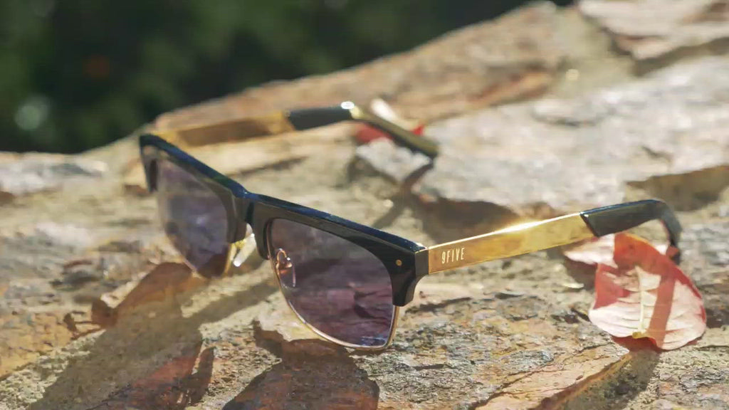 9FIVE Two Black & 24K Gold Sunglasses Rx