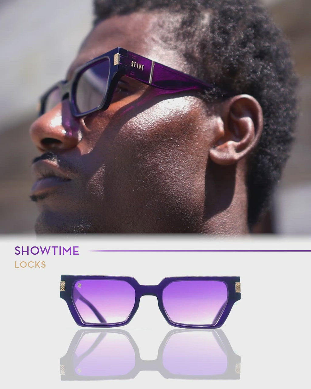 9FIVE Locks Showtime Purple & 24K Gold - Purple Gradient Sunglasses