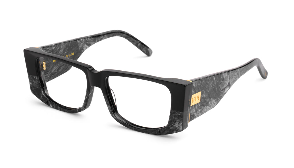 9FIVE Angelo Black Marble & 24K Gold Clear Lens Glasses