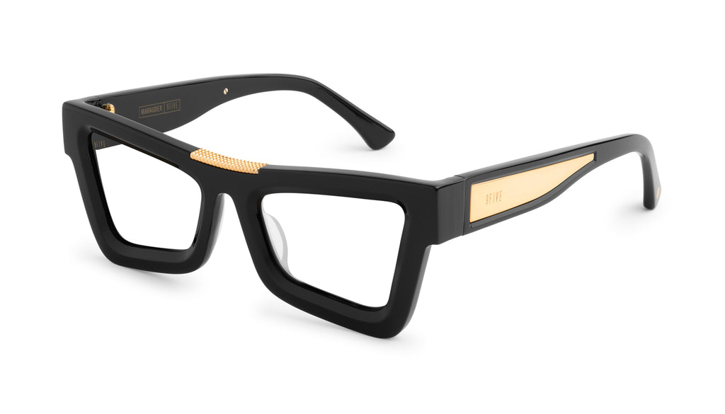 9FIVE Marauder Black & 24k Gold Clear Lens Glasses