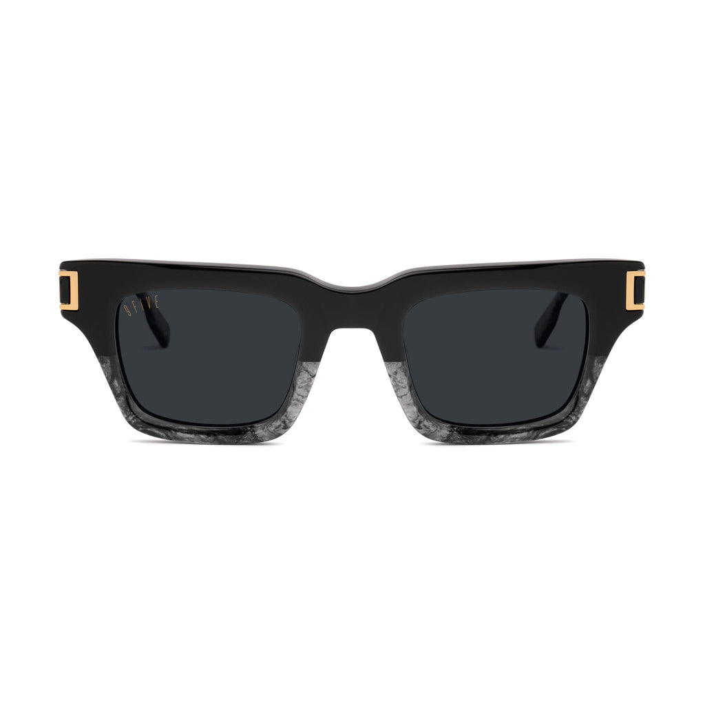 9FIVE Avenue Black Marble & 24K Gold Sunglasses — front [g:black s:all o:1]