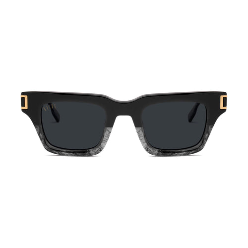 9FIVE Avenue Black Marble & 24K Gold Sunglasses — front [g:black s:all o:1]
