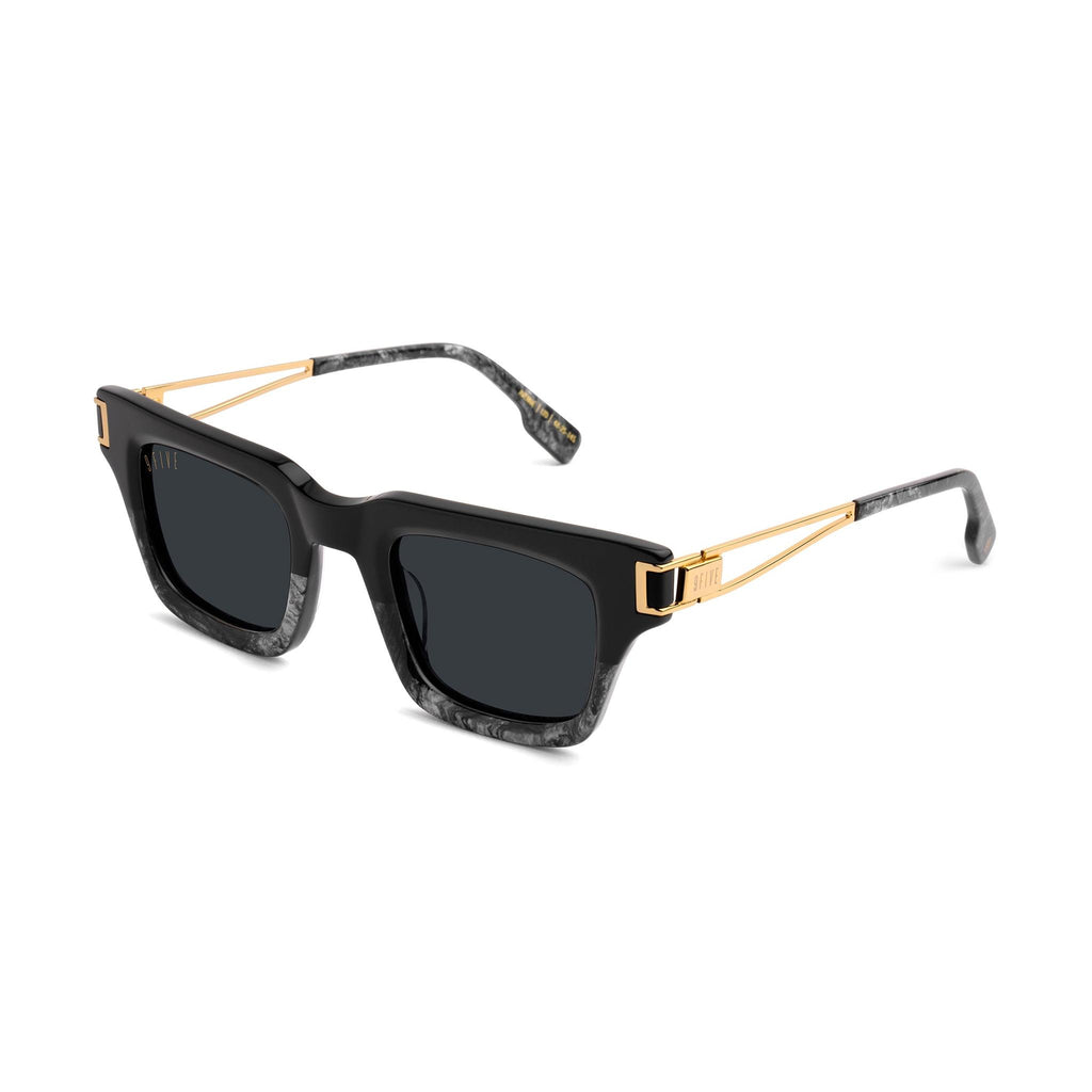 9FIVE Avenue Black Marble & 24K Gold Sunglasses — side [g:black s:all o:2]