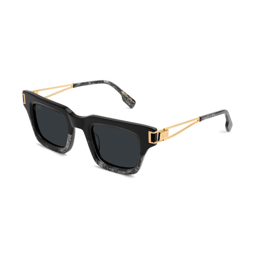 9FIVE Avenue Black Marble & 24K Gold Sunglasses — side [g:black s:all o:2]